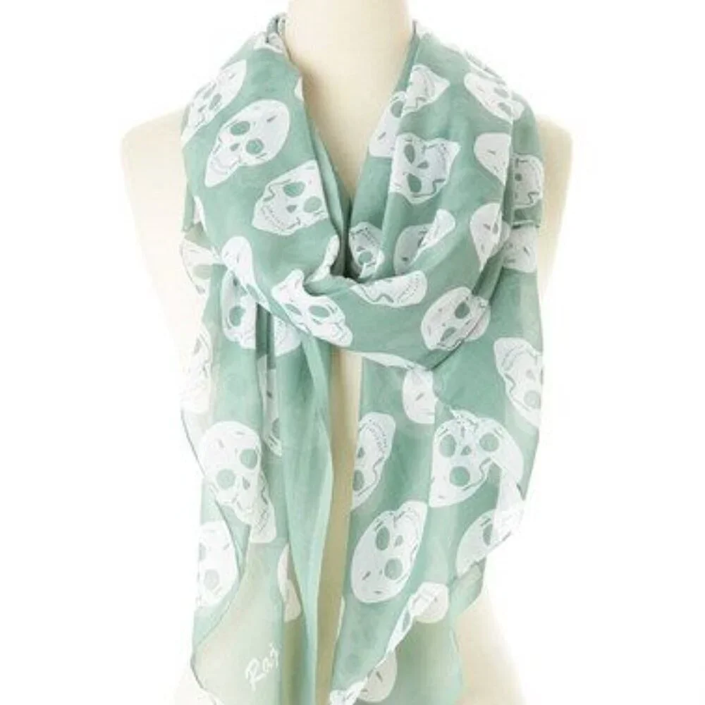 RAJ SKULL SCARF - Sage Color - Brand New please see photos